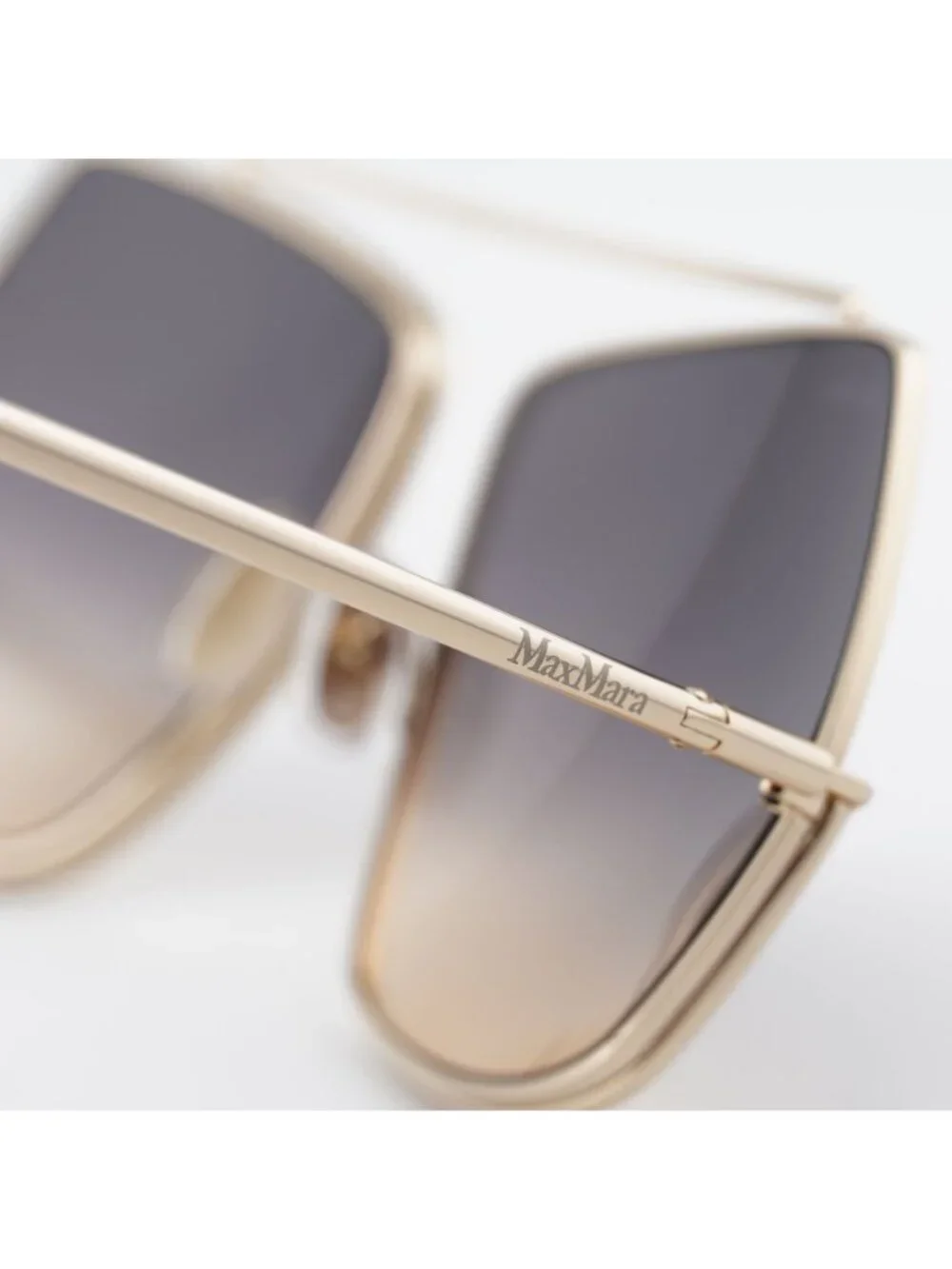 Max Mara MM0102 32B Sunglasses Gold Butterfly Frame, Smoke Lenses